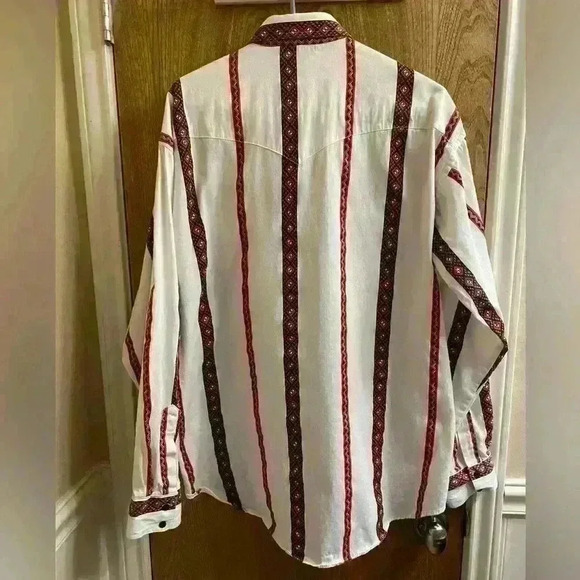 Vintage Old El Paso Tribal Aztec WESTERN Striped Shirt Long Sleeve Button Down - Picture 6 of 15